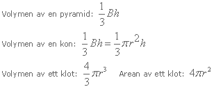 Volymen för pyramid, kon och klot